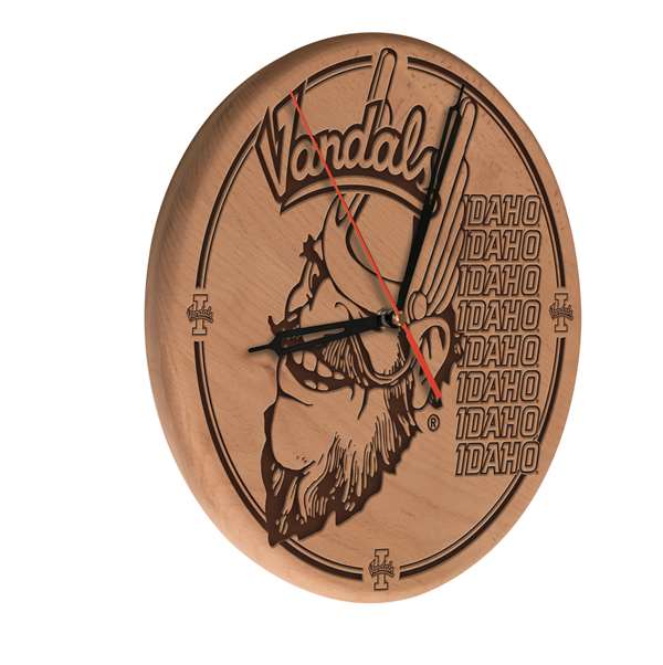 University of Idaho 13 inch Solid Wood Engraved Clock