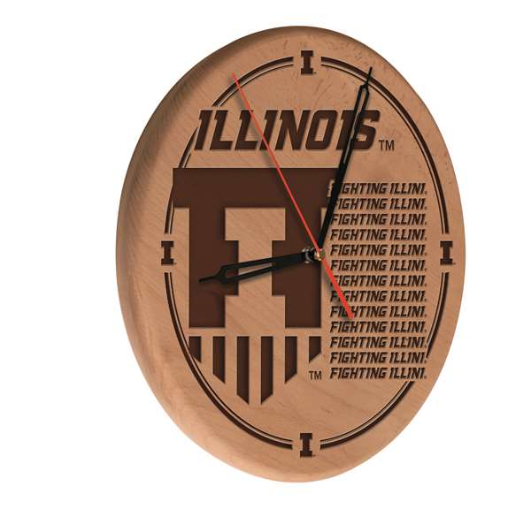 University of Illinois 13 inch Solid Wood Engraved Clock
