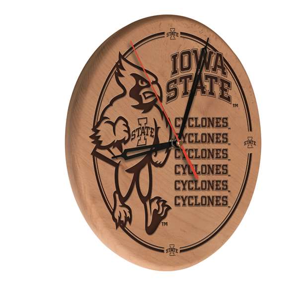 Iowa State University 13 inch Solid Wood Engraved Clock