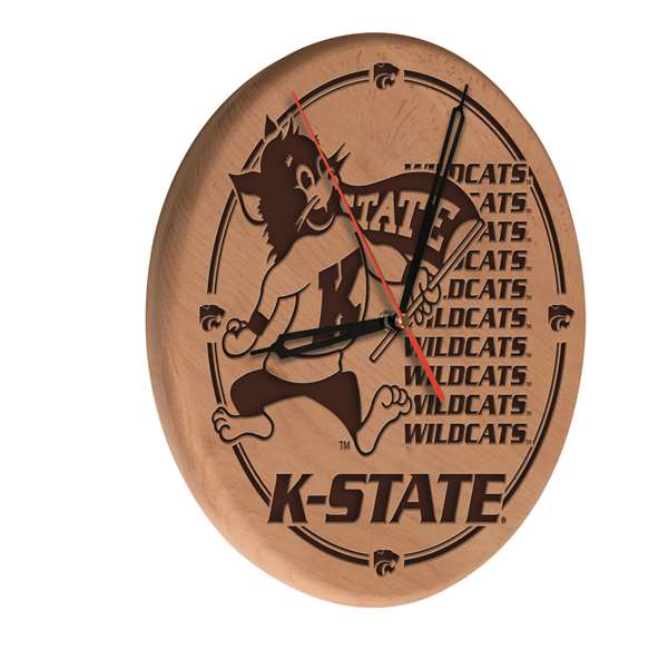 Kansas State University 13 inch Solid Wood Engraved Clock