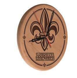 University of Louisiana at Lafayette 13 inch Solid Wood Engraved Clock
