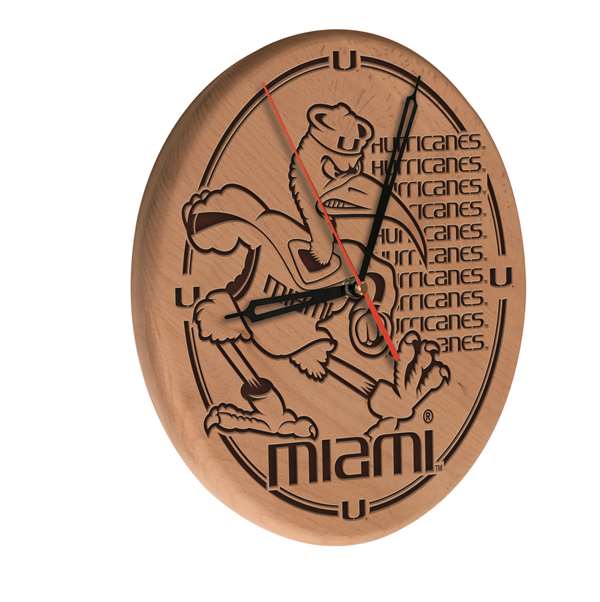 University of Miami (FL) 13 inch Solid Wood Engraved Clock