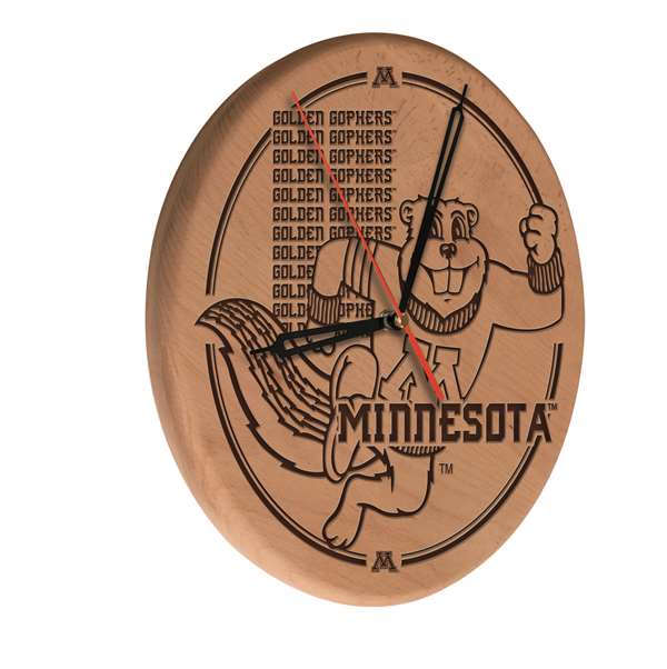 University of Minnesota 13 inch Solid Wood Engraved Clock