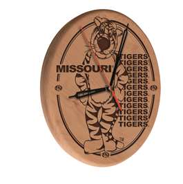 University of Missouri 13 inch Solid Wood Engraved Clock