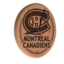 Montreal Canadiens 13 inch Solid Wood Engraved Clock