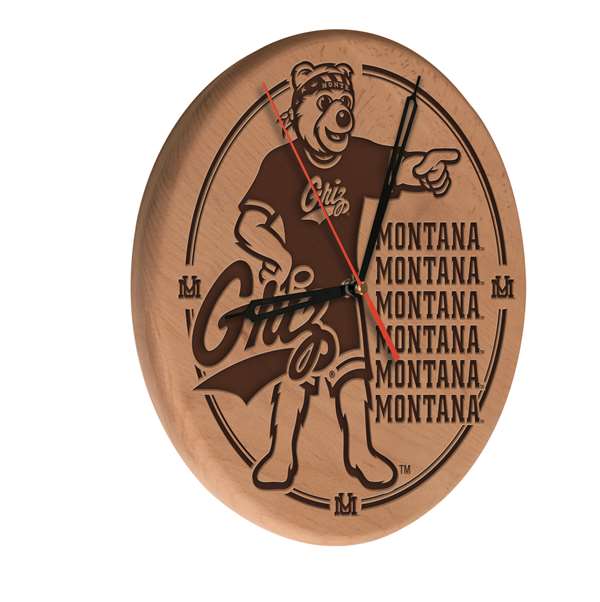 University of Montana 13 inch Solid Wood Engraved Clock