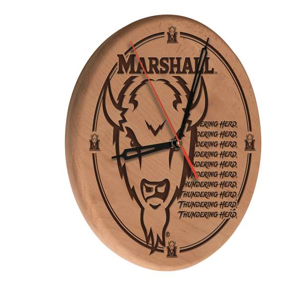 Marshall University 13 inch Solid Wood Engraved Clock