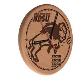 North Dakota State University 13 inch Solid Wood Engraved Clock