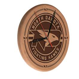 University of North Dakota 13 inch Solid Wood Engraved Clock