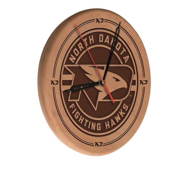 University of North Dakota 13 inch Solid Wood Engraved Clock