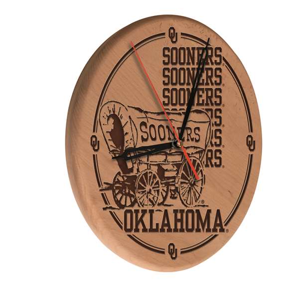 Oklahoma University 13 inch Solid Wood Engraved Clock