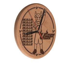 University of South Florida 13 inch Solid Wood Engraved Clock