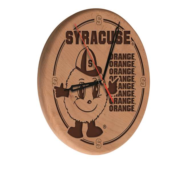 Syracuse University 13 inch Solid Wood Engraved Clock