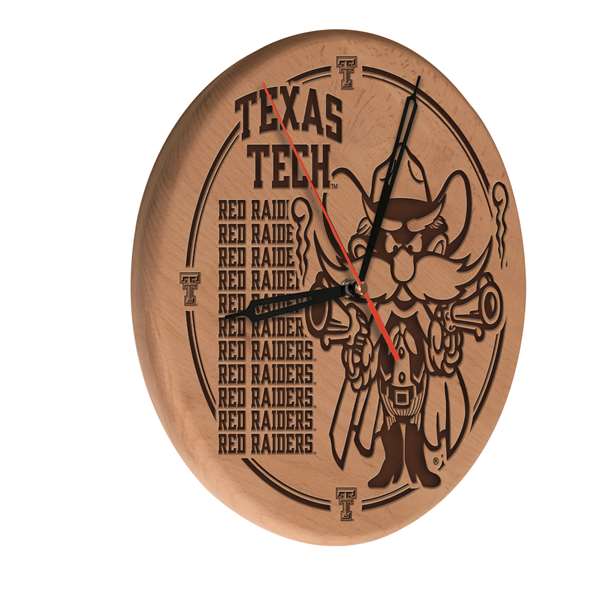 Texas Tech University 13 inch Solid Wood Engraved Clock
