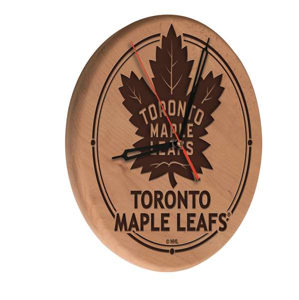 Toronto Maple Leafs 13 inch Solid Wood Engraved Clock