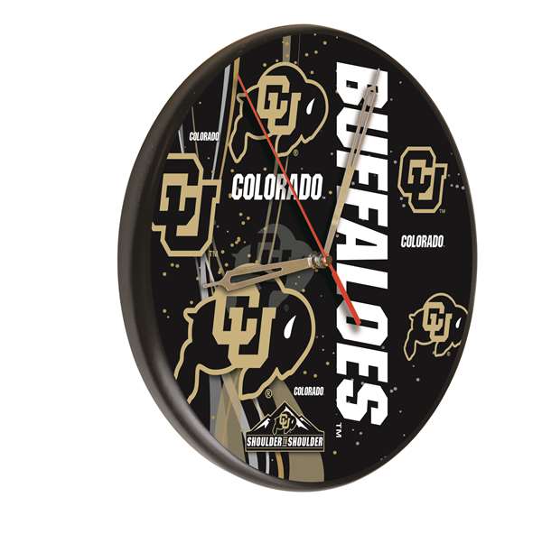 University of Colorado 13 inch Solid Wood Clock