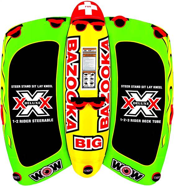 WOW Big Bazooka 1-4 Rider Towable Lake Water Raft Tube Tubing