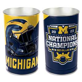 Michigan Wolverines 2023-24 CFP National Champions Metal Wastebasket Tapered 15 inch Height