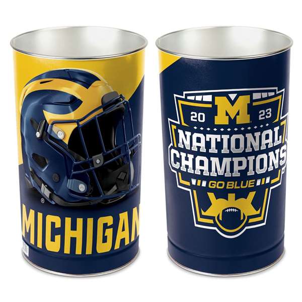 Michigan Wolverines 2023-24 CFP National Champions Metal Wastebasket Tapered 15 inch Height