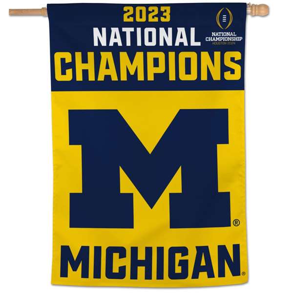 Michigan Wolverines 2023-24 CFP National Champions Vertical Flag Banner 28X40