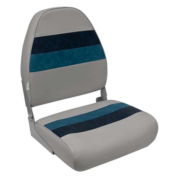 Wise 8WD590 Deluxe Series Pontoon High Back Seat - Grey / Navy / Blue  