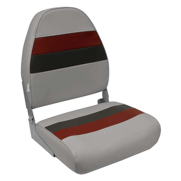 Wise 8WD590 Deluxe Series Pontoon High Back Seat - Grey / Red / Charcoal  