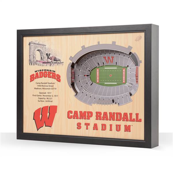 Wisconsin Badgers  25 Layer Stadium View 3D Wall Art