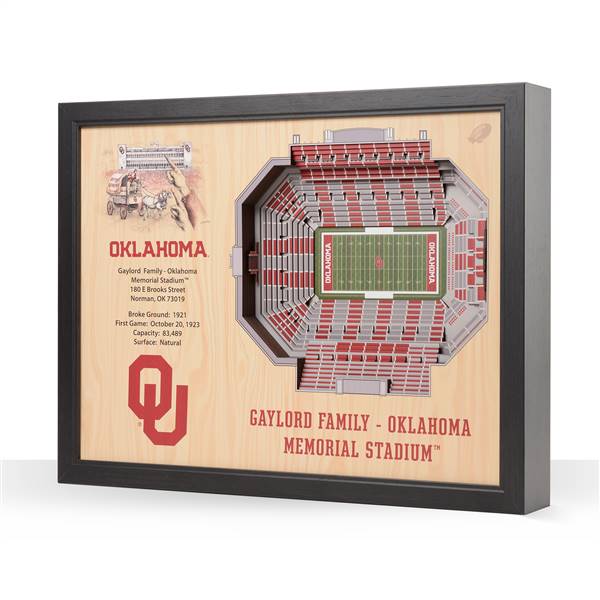 Oklahoma Sooners  25 Layer Stadium View 3D Wall Art