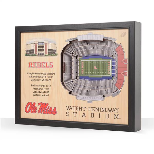 Mississippi Ole Miss Rebels  25 Layer Stadium View 3D Wall Art