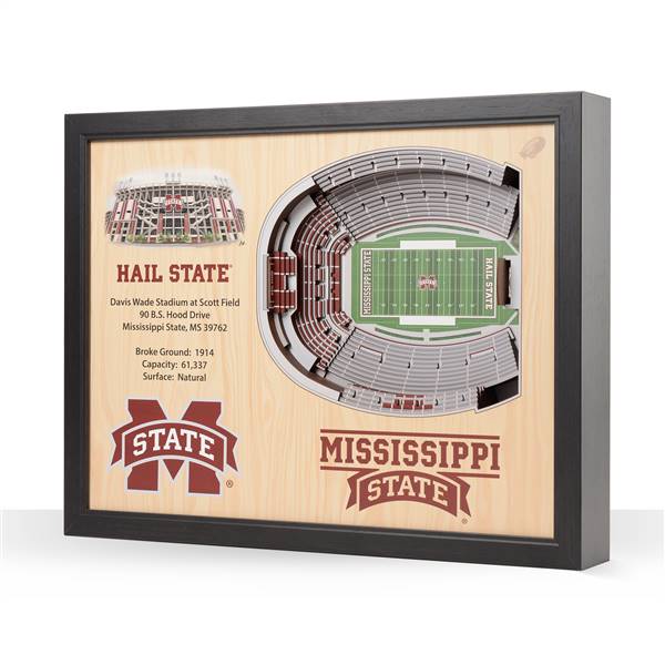 Mississippi State Bulldogs  25 Layer Stadium View 3D Wall Art