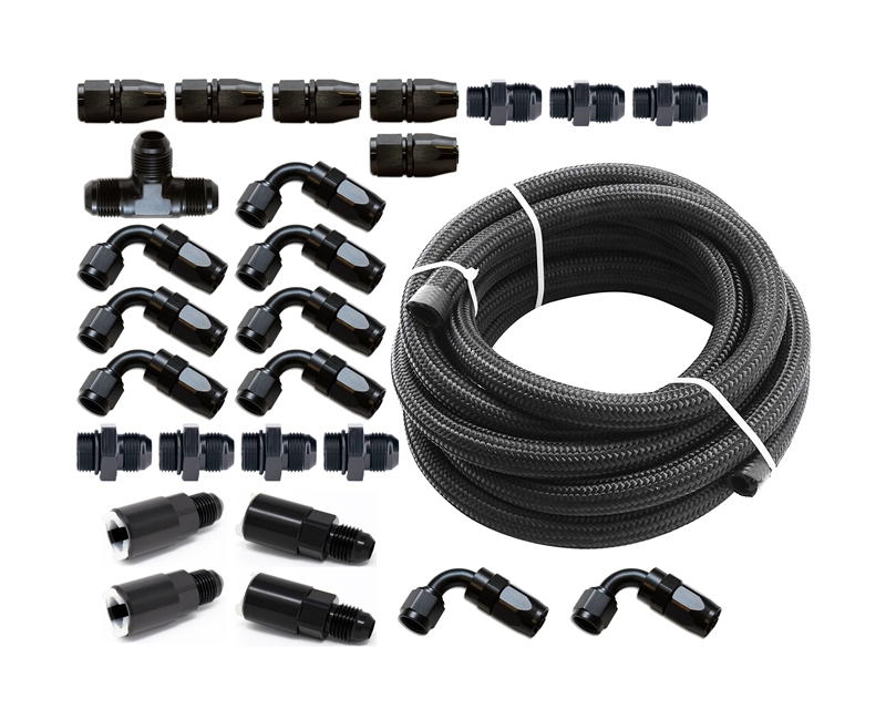 Torque Solution Braided Fuel Line Kit for -6 Aeromotive FPR and