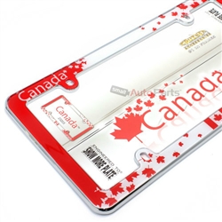 Canada Maple Leaf Flag Chrome License Plate Tag Frame for Auto-Car-Truck