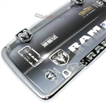 Dodge Ram Chrome-Black License Plate Tag Frame for Auto-Car-Truck