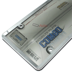Chrome Plastic License Plate Tag Frame +Tinted Bubble Shield Cover for Car-Truck