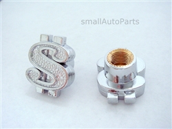 Chrome Dollar Sign Tire Valve Stem Caps