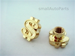 Yellow Gold Dollar Sign Tire Valve Stem Caps