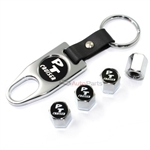 Chrysler PT Cruiser Logo Chrome Tire/Wheel Stem Valve Caps + Wrench Key Chain