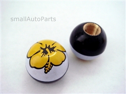 Yellow Flower Ball Tire Valve Stem Caps