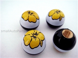 Yellow Flower Ball Tire Valve Stem Caps