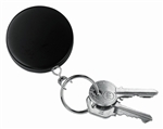 Premium Retractable Black 2" Key ChainRing with Pull Reel 24" cord + Belt Clip