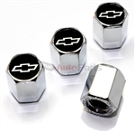 Chevy Silver Bowtie Logo Chrome ABS Tire Valve Stem Caps