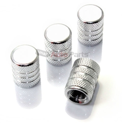 Silver Aluminum Chrome Stripes Tire Valve Stem Caps