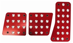Premium Red Machined Billet Aluminum 3 Foot Pedals Pads for Car/Truck Manual