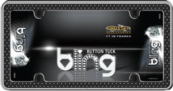 Luxury Button Tuck Bling Chrome/Black License Plate Frame for USA Car-Truck-SUV