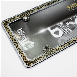 Luxury Leopard Gold/Chrome/Black License Plate Tag Frame for Car-Truck-SUV