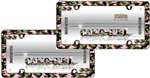 2 Camo-Girl Chrome Plastic License Plate Frames + Screw Bolt Caps for Car-Truck