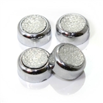 4 Premium Chrome Clear Pave License Plate Fastener Screw Bolt Caps for Car-Bike