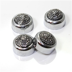 4 Premium Chrome Smoke Pave License Plate Fastener Screw Bolt Caps for Car-Bike