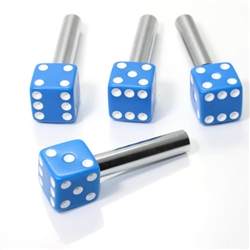 4 Custom Blue Dice Interior Door Lock Knobs Pins for Car-Truck-HotRod-Classic