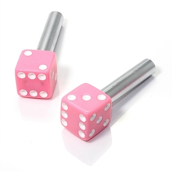 2 Custom Pink Dice Interior Door Lock Knobs Pins for Car-Truck-HotRod-Classic